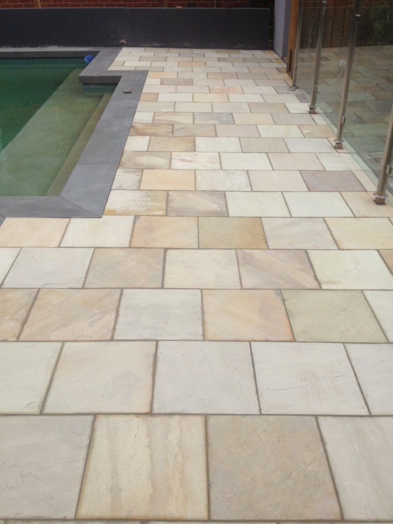Himalayan Sandstone Pool Pavers with Bluestone Coping