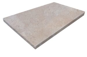 ivory travertine unfilled and tumbled pool coping