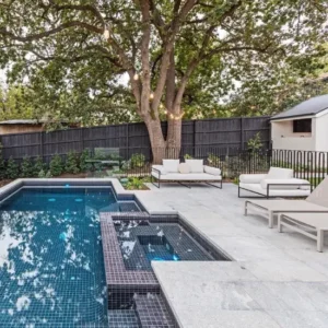 limestone pavers around pool